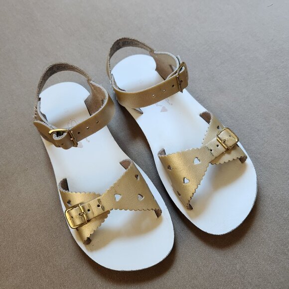 SALTWATER Gold Hearts Sandals - Picture 1 of 5